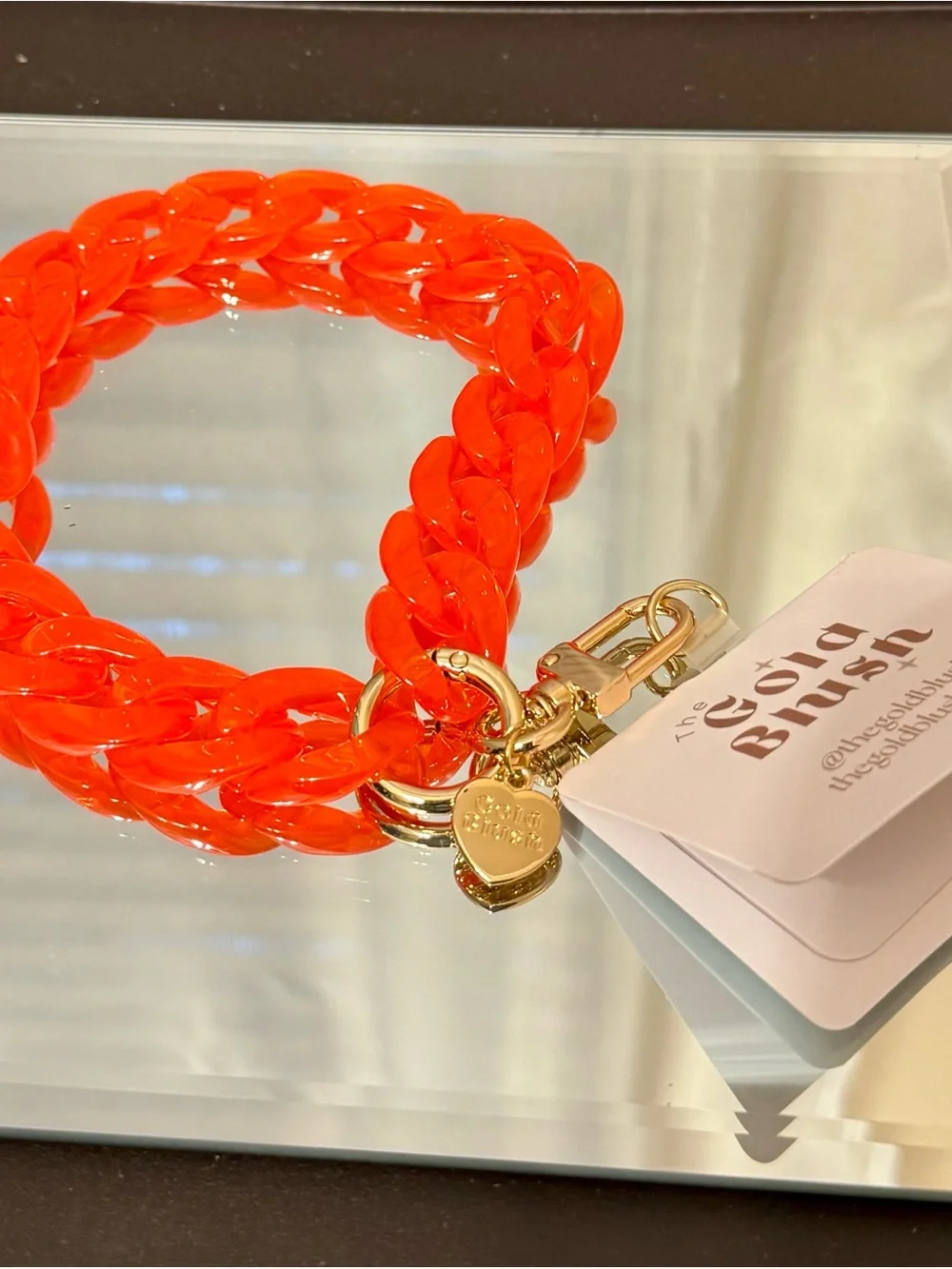 New Gold Blush Red Phone Wrist Strap with Gold Hardware